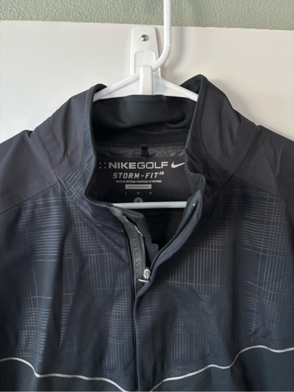 Nike Golf Storm-FIT 10 Men’s L Black Plaid Full Zip Rain Jacket Windbreaker